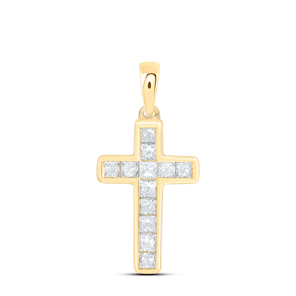 14K Yellow Or White Gold 5/8 Cttw Lab Grown Diamond Fashion Cross Pendant