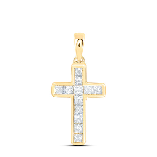 14K Yellow Or White Gold 5/8 Cttw Lab Grown Diamond Fashion Cross Pendant