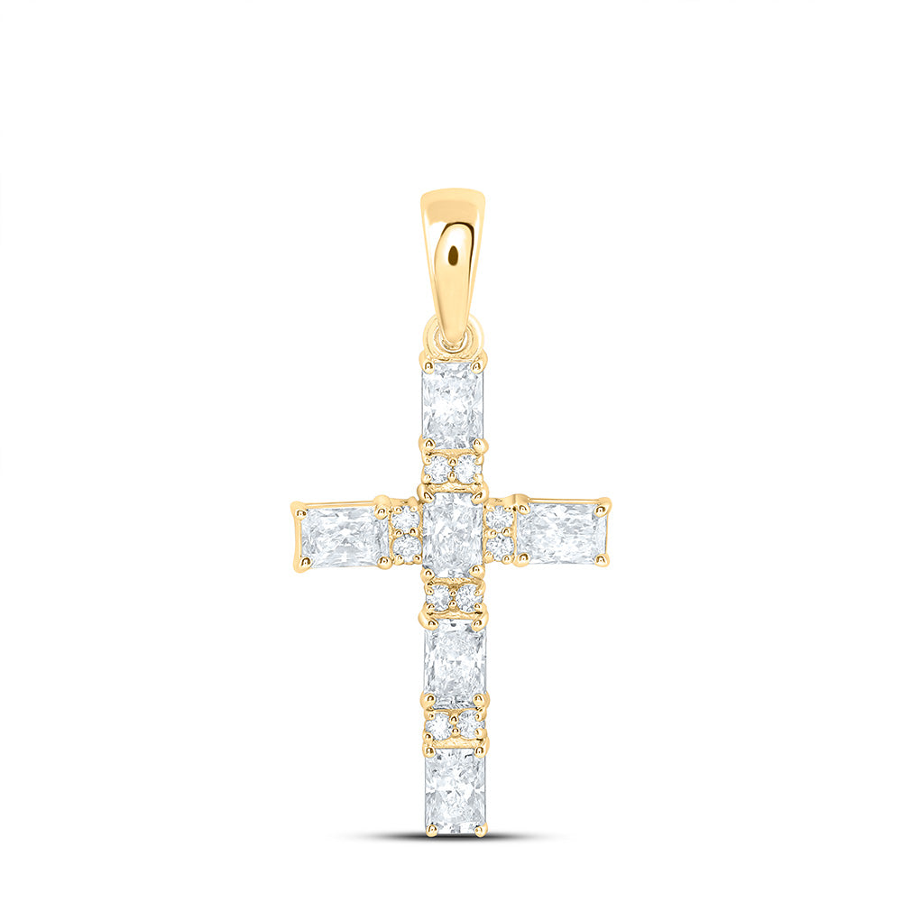 14K Yellow Or White Gold 5/8 Cttw Lab Grown Diamond Fashion Cross Pendant