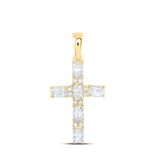 14K Yellow Or White Gold 5/8 Cttw Lab Grown Diamond Fashion Cross Pendant