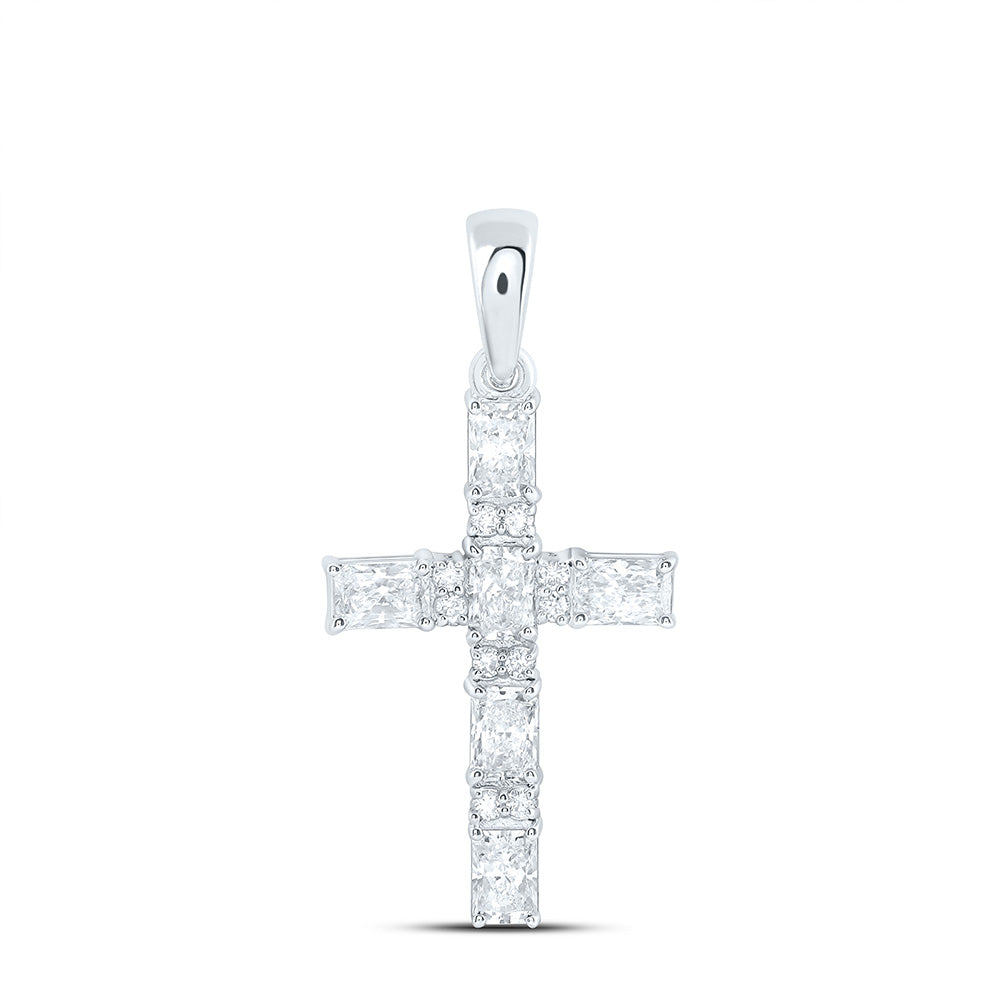 14K Yellow Or White Gold 5/8 Cttw Lab Grown Diamond Fashion Cross Pendant