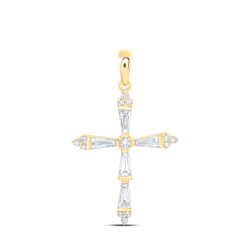 14K Yellow Or White Gold 3/4 Cttw Lab Grown Diamond Fashion Cross Pendant