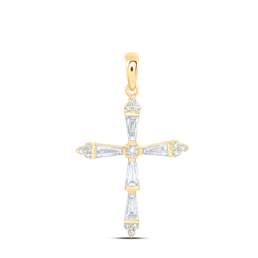 14K Yellow Or White Gold 3/4 Cttw Lab Grown Diamond Fashion Cross Pendant