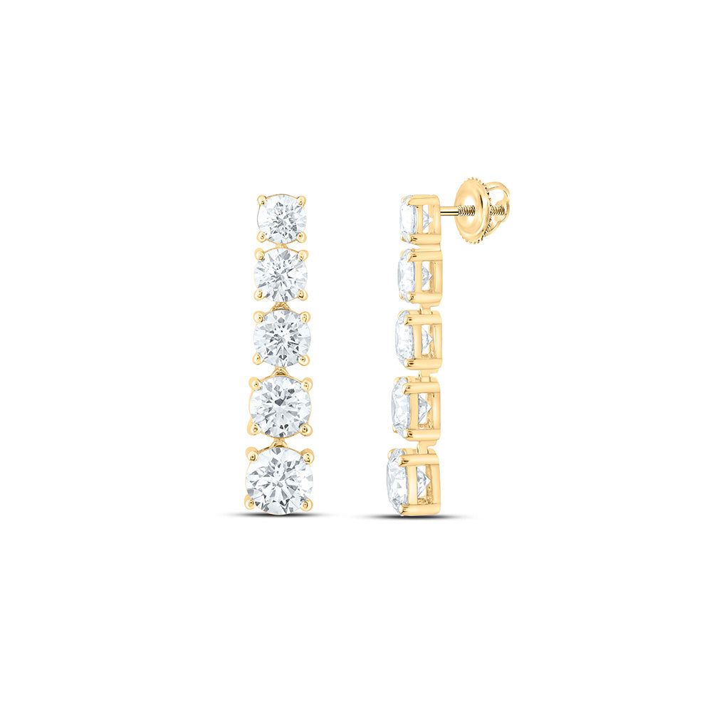 14K Yellow Or White Gold 4 Cttw Lab Grown Diamond Round Dangling Earring