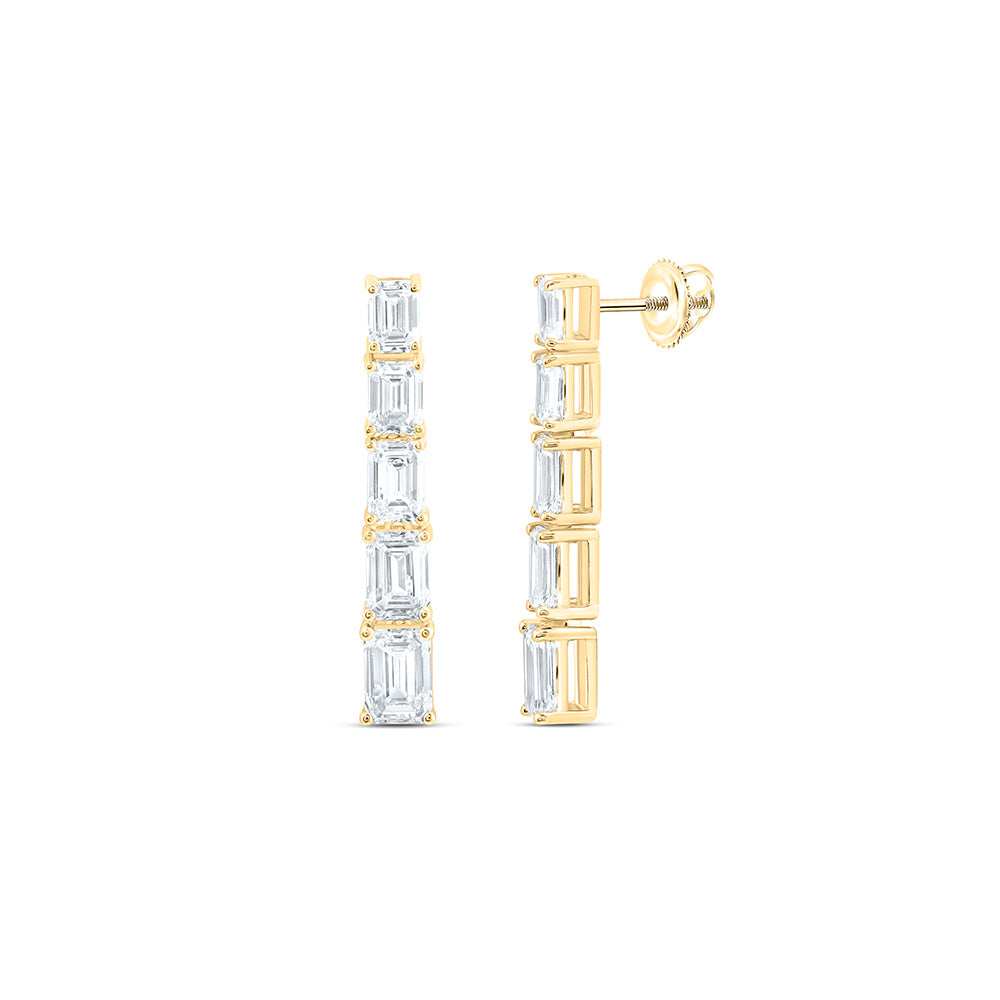 14K Yellow Or White Gold 3 3/8 Cttw Lab Grown Diamond Fashion Emerald Dangling Earring