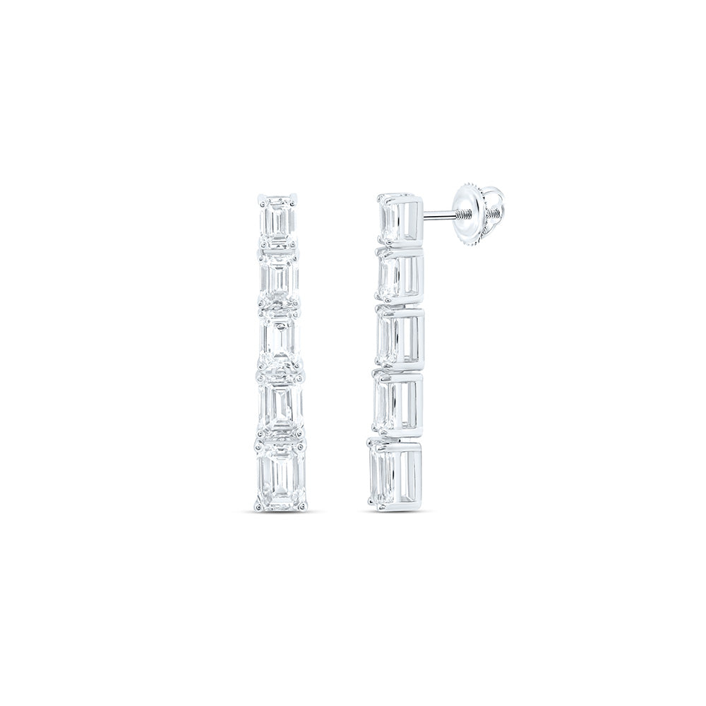 14K Yellow Or White Gold 3 3/8 Cttw Lab Grown Diamond Fashion Emerald Dangling Earring