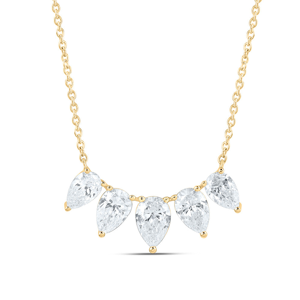 14K Yellow Or White Gold 2 Cttw Lab Grown Diamond Fashion Pear Necklace (18 Inch)