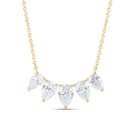 14K Yellow Or White Gold 2 Cttw Lab Grown Diamond Fashion Pear Necklace (18 Inch)