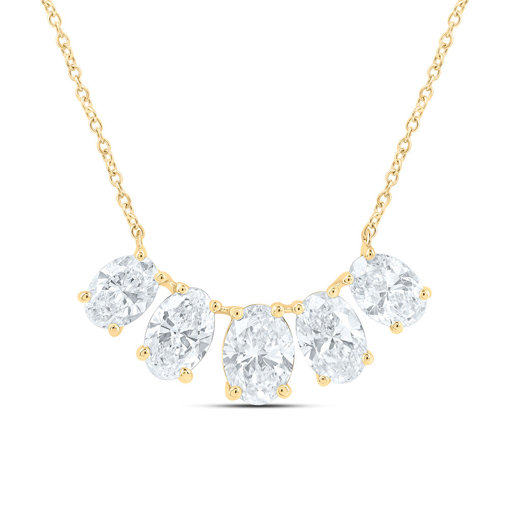 14K Yellow Or White Gold 1 7/8 Cttw Lab Grown Diamond Fashion Oval Necklace (18 Inch)