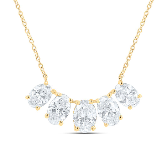 14K Yellow Or White Gold 1 7/8 Cttw Lab Grown Diamond Fashion Oval Necklace (18 Inch)