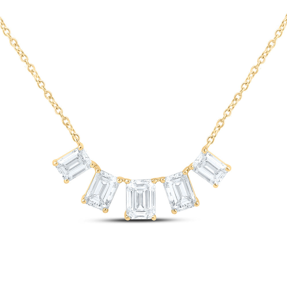 14K Yellow Or White Gold 2 Cttw Lab Grown Diamond Fashion Emerald Necklace (18 Inch)