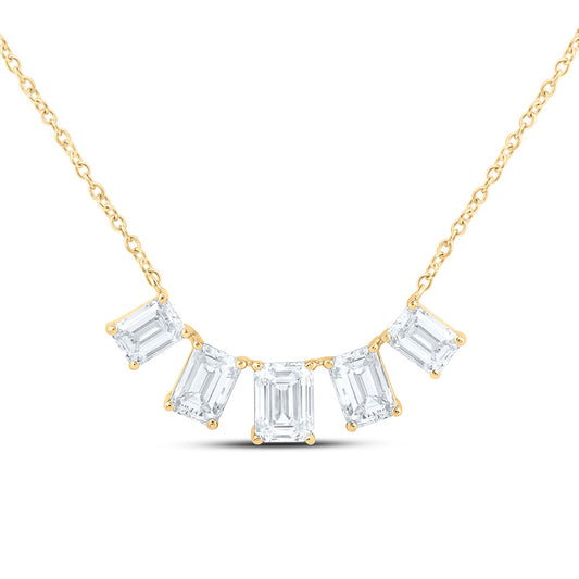 14K Yellow Or White Gold 2 Cttw Lab Grown Diamond Fashion Emerald Necklace (18 Inch)