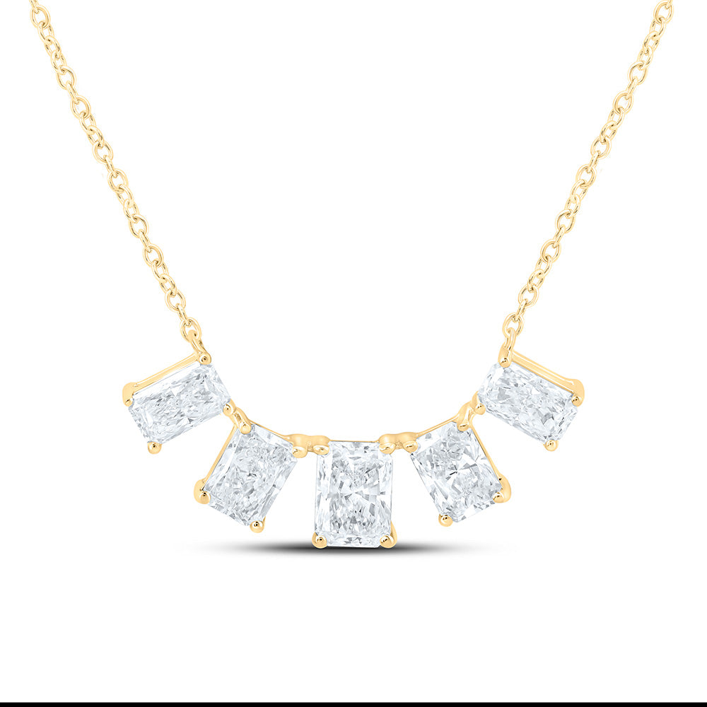 14K Yellow Or White Gold 1 7/8 Cttw Lab Grown Diamond Fashion Radiant Necklace (18 Inch)