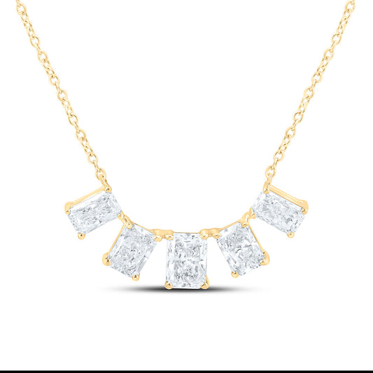 14K Yellow Or White Gold 1 7/8 Cttw Lab Grown Diamond Fashion Radiant Necklace (18 Inch)