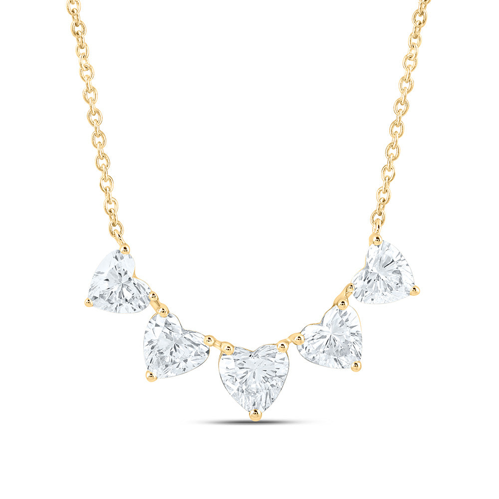 14K Yellow Or White Gold 2 Cttw Lab Grown Diamond Fashion Heart Necklace (18 Inch)