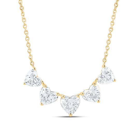 14K Yellow Or White Gold 2 Cttw Lab Grown Diamond Fashion Heart Necklace (18 Inch)