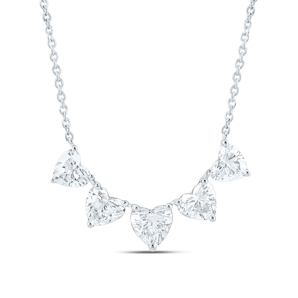 14K Yellow Or White Gold 2 Cttw Lab Grown Diamond Fashion Heart Necklace (18 Inch)