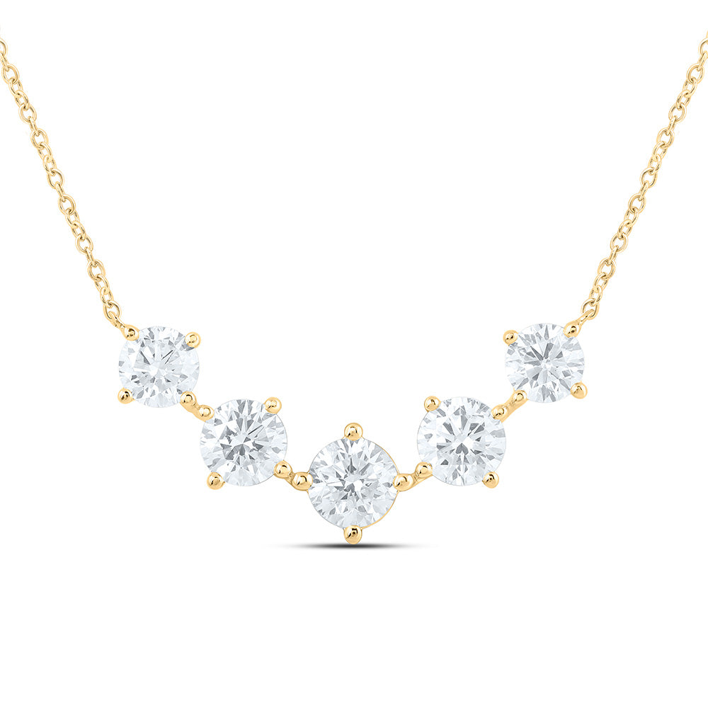 14K Yellow Or White Gold 1 7/8 Cttw Lab Grown Diamond Fashion Round Necklace (18 Inch)