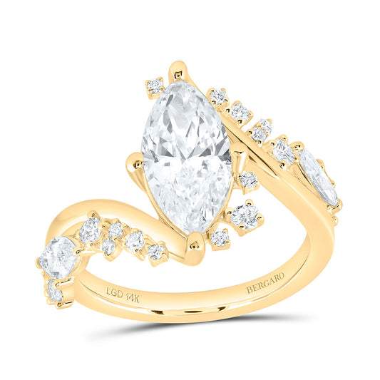 14K Yellow Or White Gold 2 3/4 Cttw Lab Grown Diamond 2 Cttw Center Marquise Fashion Marquise Ring