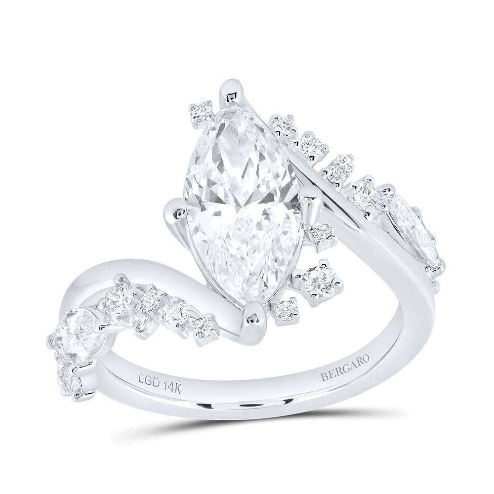 14K Yellow Or White Gold 2 3/4 Cttw Lab Grown Diamond 2 Cttw Center Marquise Fashion Marquise Ring
