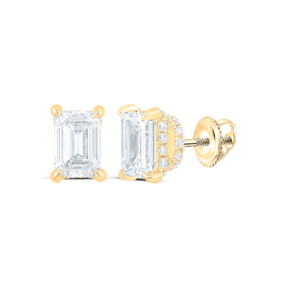 14K Yellow Or White Gold 2 1/2 Cttw Lab Grown Diamond Fashion Emerald Earring