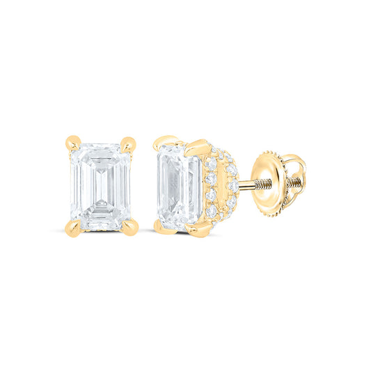 14K Yellow Or White Gold 2 1/2 Cttw Lab Grown Diamond Fashion Emerald Earring