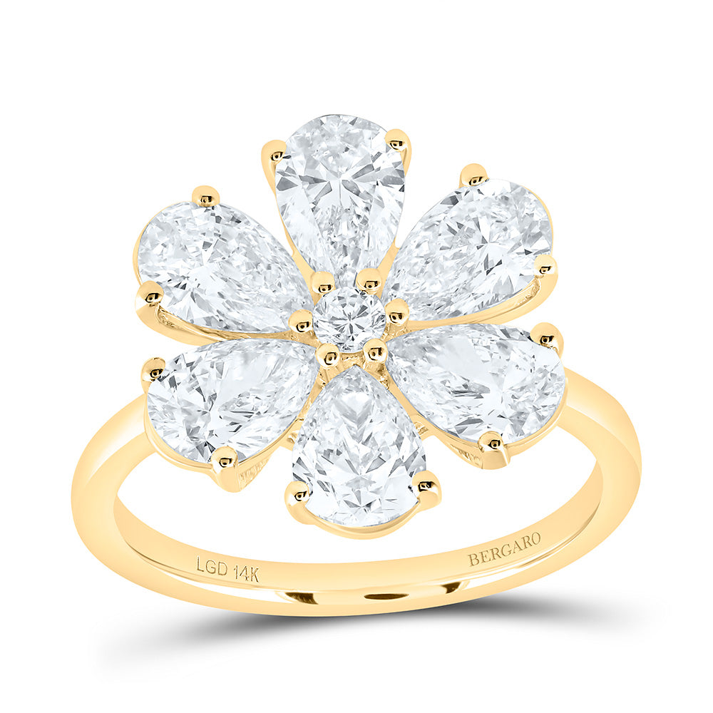14K Yellow Or White Gold 3 Cttw Lab Grown Diamond Fashion Flower Ring