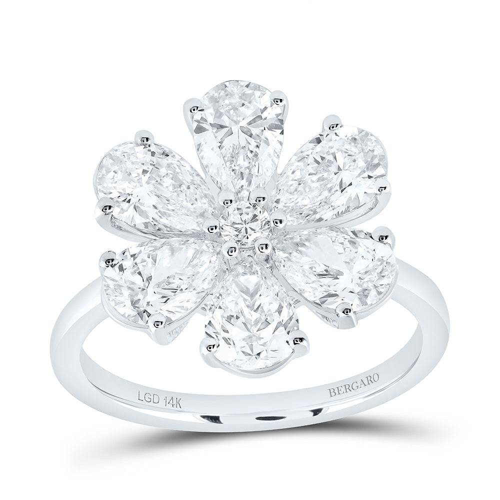 14K Yellow Or White Gold 3 Cttw Lab Grown Diamond Fashion Flower Ring