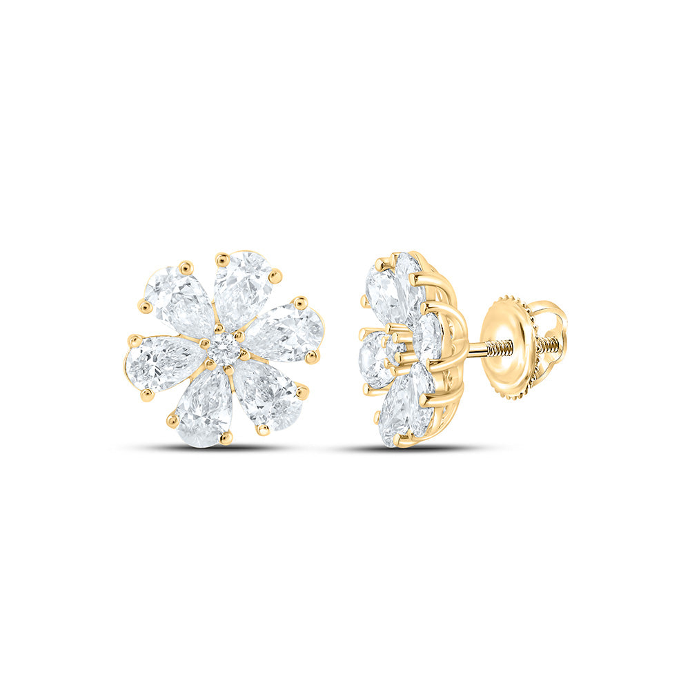 14K Yellow Or White Gold 3 Cttw Lab Grown Diamond Fashion Flower Earring