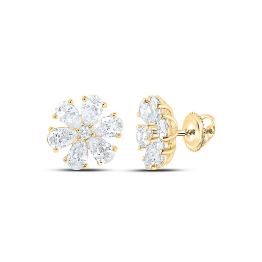 14K Yellow Or White Gold 3 Cttw Lab Grown Diamond Fashion Flower Earring