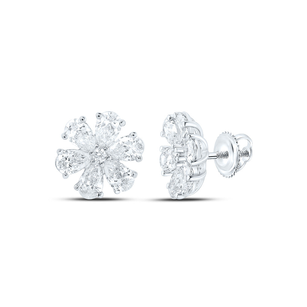 14K Yellow Or White Gold 3 Cttw Lab Grown Diamond Fashion Flower Earring