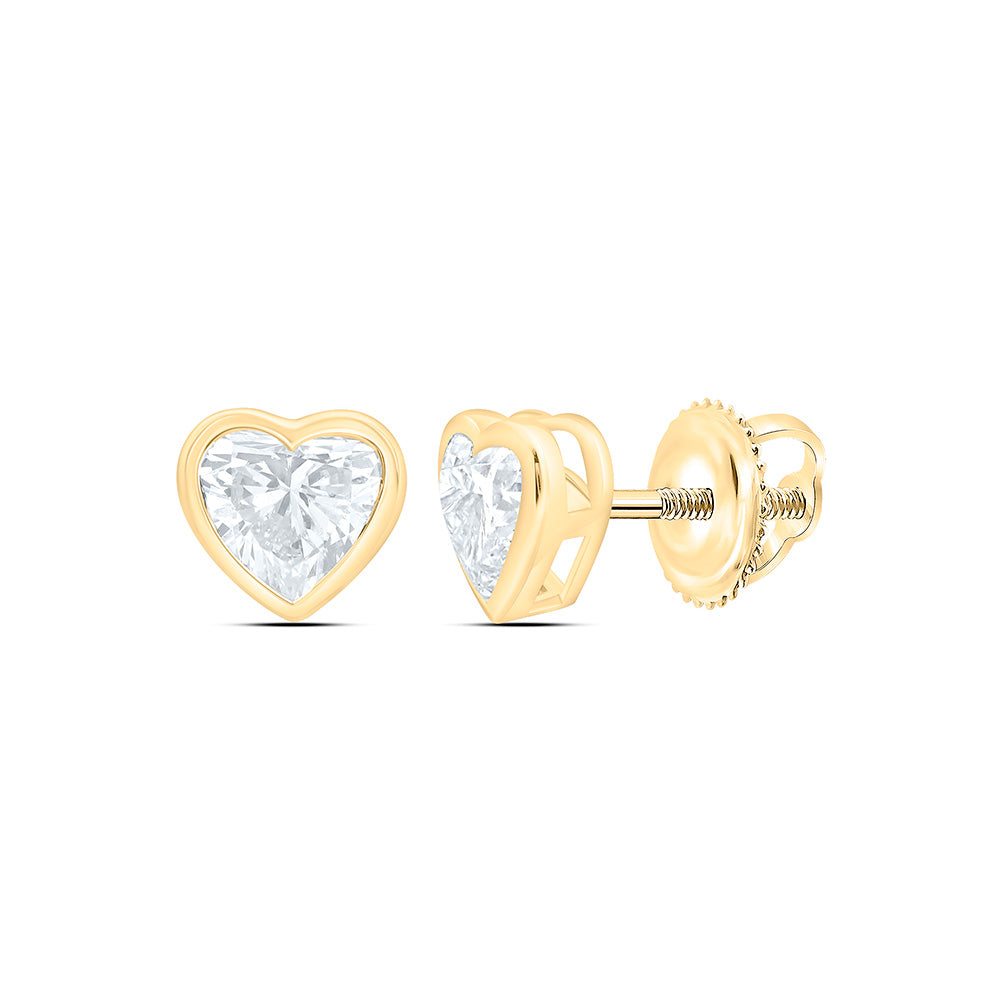10K Yellow Gold 3/4 Cttw Lab Grown Diamond Fashion Heart Bezel Earring