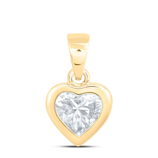 10K Yellow Gold 1 Cttw Lab Grown Diamond Fashion Heart Bezel Pendant