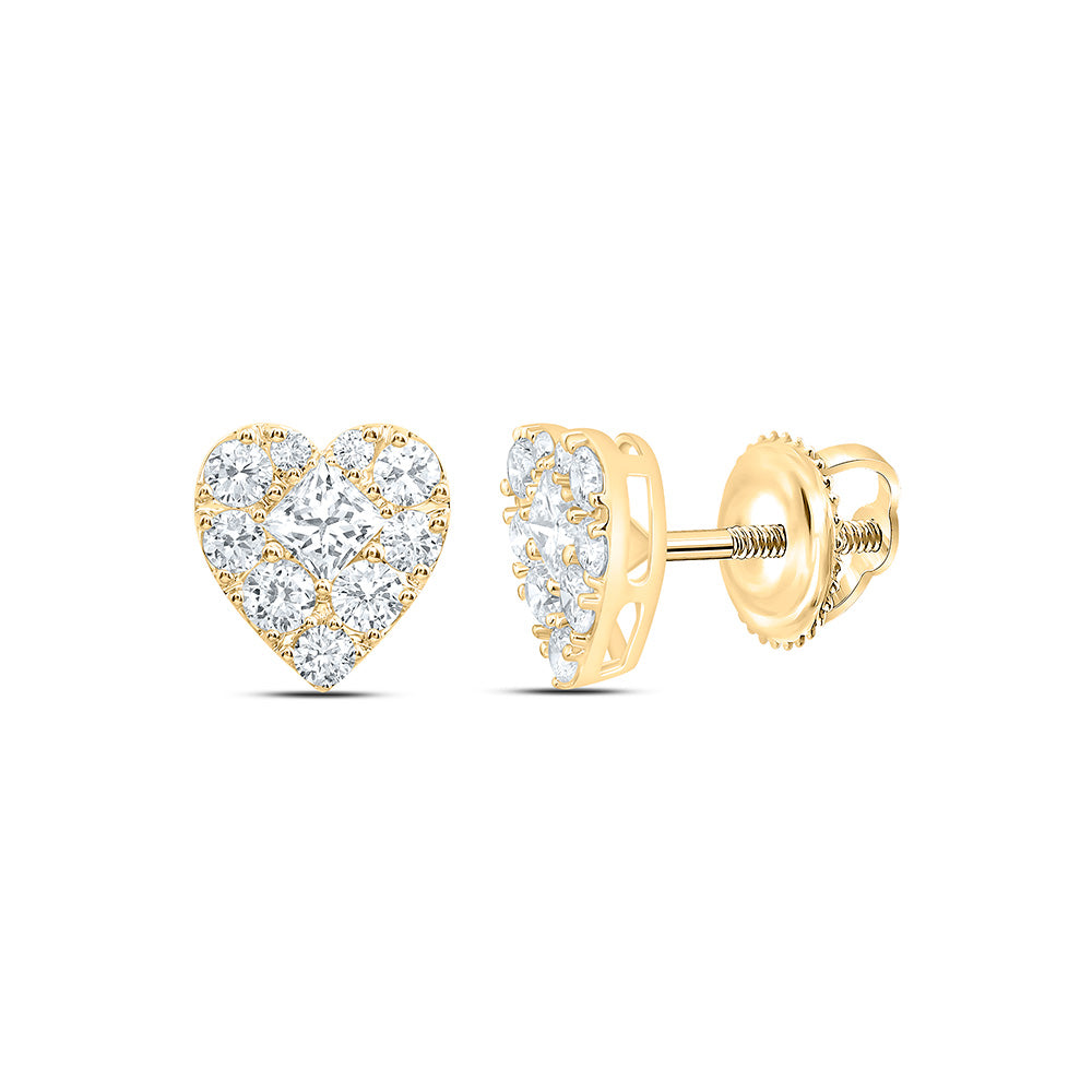 10K Yellow Gold 1 Cttw Lab Grown Diamond Fashion Heart Earring