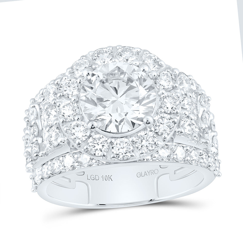 10K Yellow Or White Gold 4 7/8 Cttw Lab Grown Diamond 2 Cttw Center Round Single Halo Engagement Ring