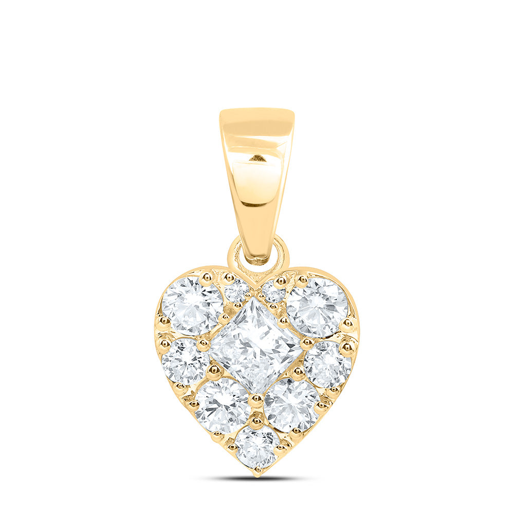 10K Yellow Gold 1 Cttw Lab Grown Diamond Fashion Heart Pendant