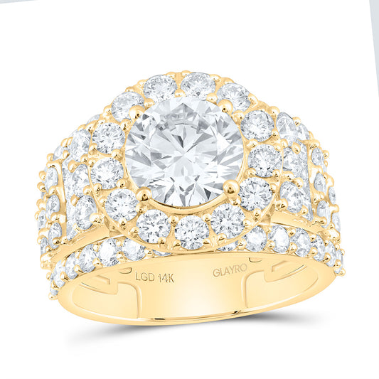 14K Yellow Or White Gold 5 Cttw Lab Grown Diamond 2 Cttw Center Round Single Halo Engagement Ring