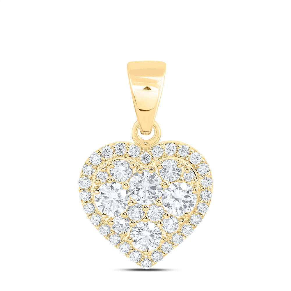 10K Yellow Gold 1 1/3 Cttw Lab Grown Diamond Fashion Heart Pendant