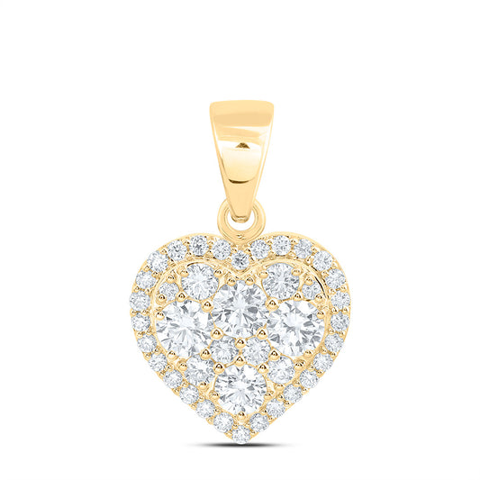 10K Yellow Gold 1 1/3 Cttw Lab Grown Diamond Fashion Heart Pendant