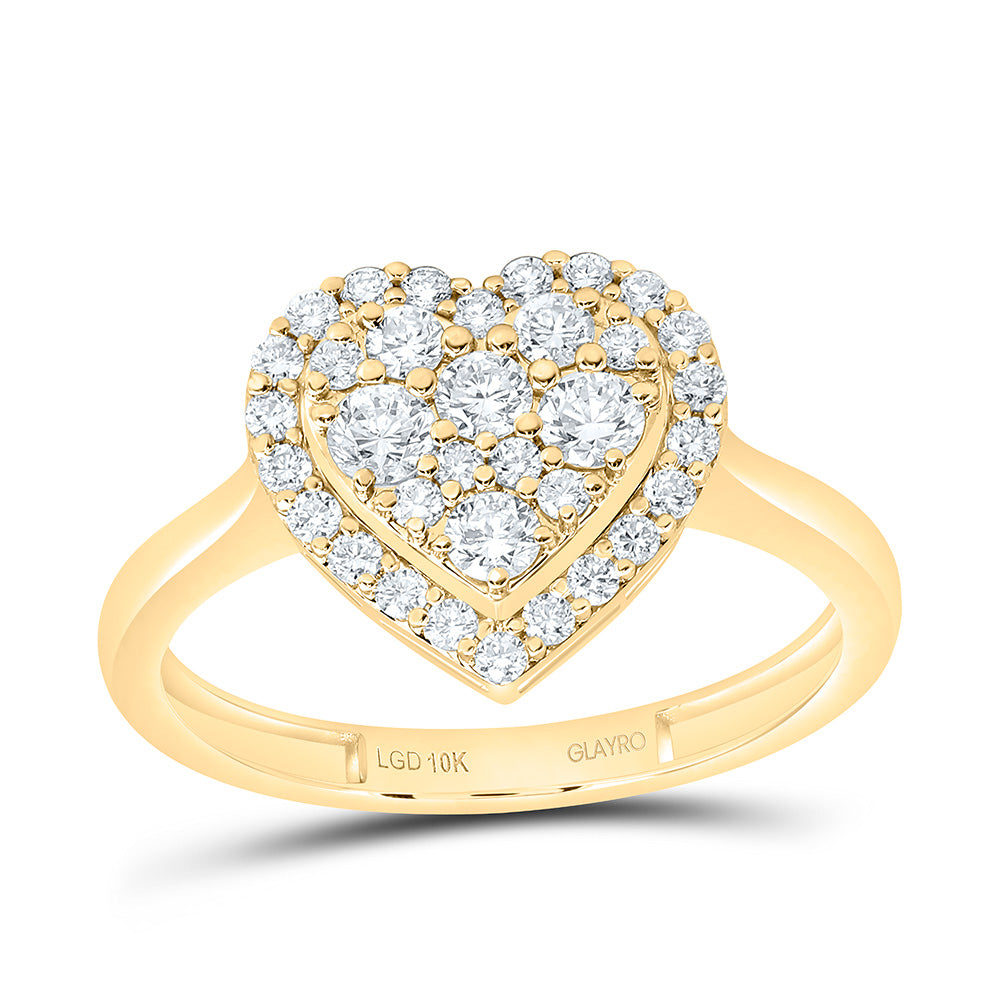 10K Yellow Gold 1/2 Cttw Lab Grown Diamond Fashion Heart Ring