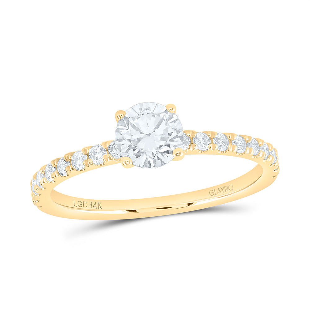 10K Yellow Or White Gold 3/4 Cttw Lab Grown Diamond 1/2 Cttw Center Round Engagement Ring