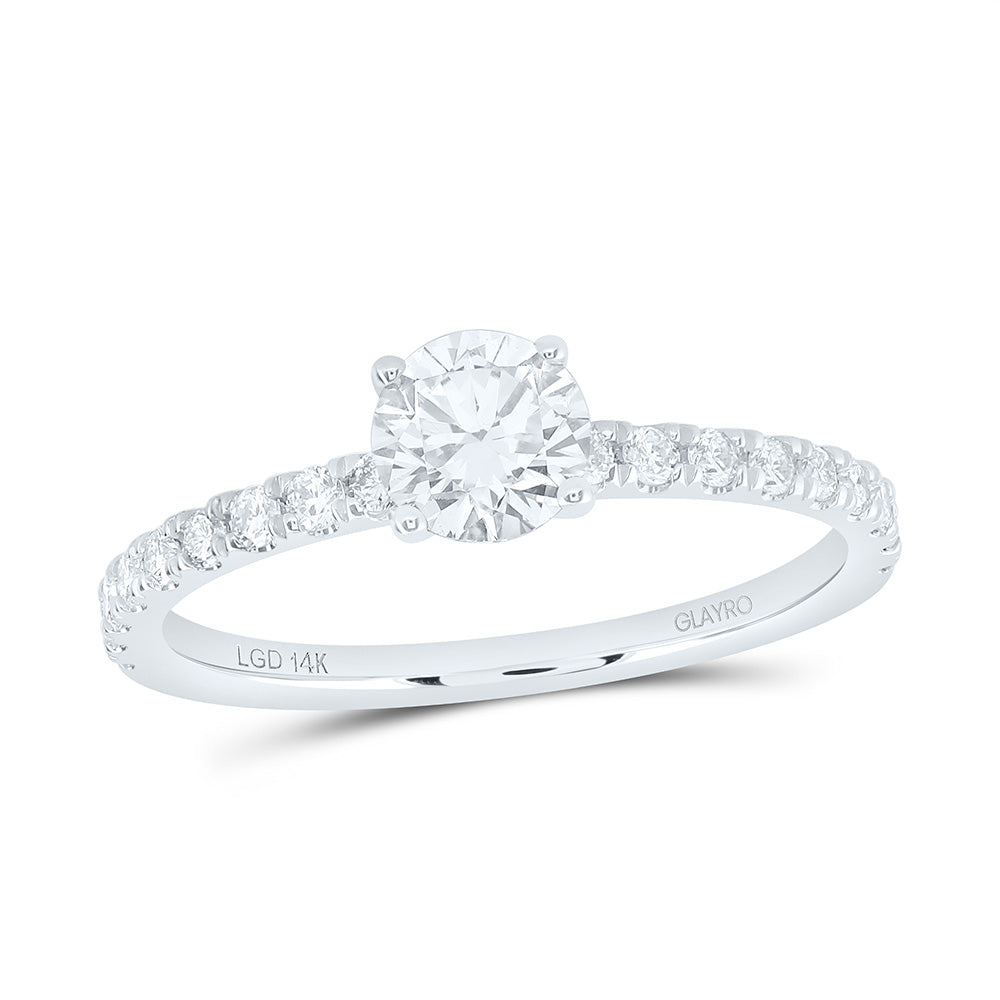 10K Yellow Or White Gold 3/4 Cttw Lab Grown Diamond 1/2 Cttw Center Round Engagement Ring
