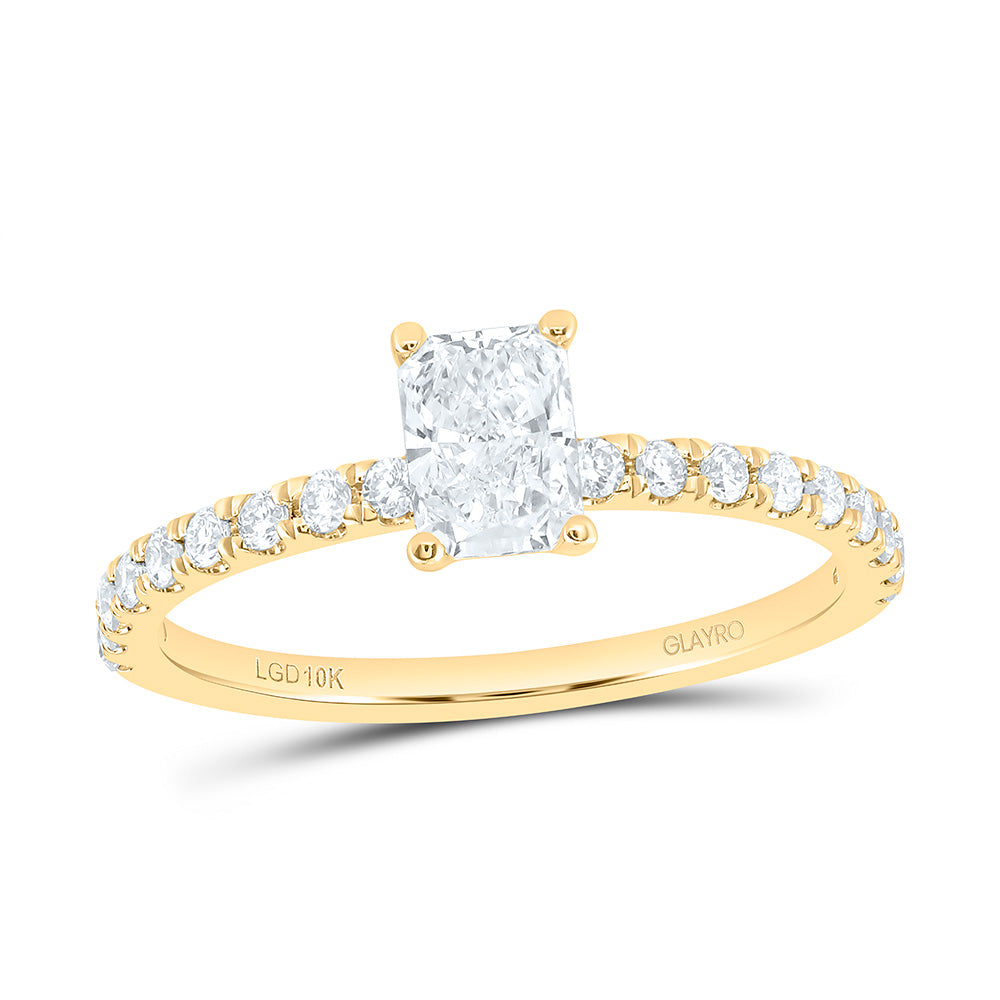 10K Yellow Or White Gold 3/4 Cttw Lab Grown Diamond 1/2 Cttw Center Radiant Engagement Ring