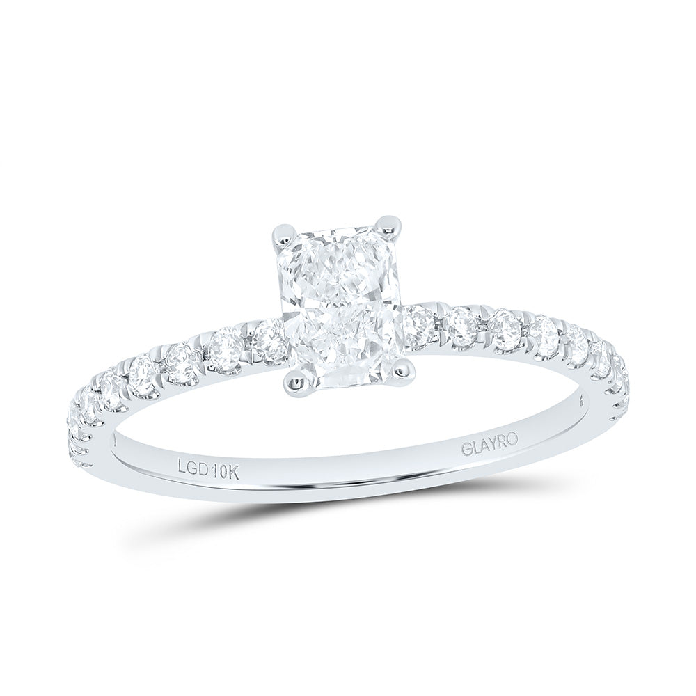 10K Yellow Or White Gold 3/4 Cttw Lab Grown Diamond 1/2 Cttw Center Radiant Engagement Ring