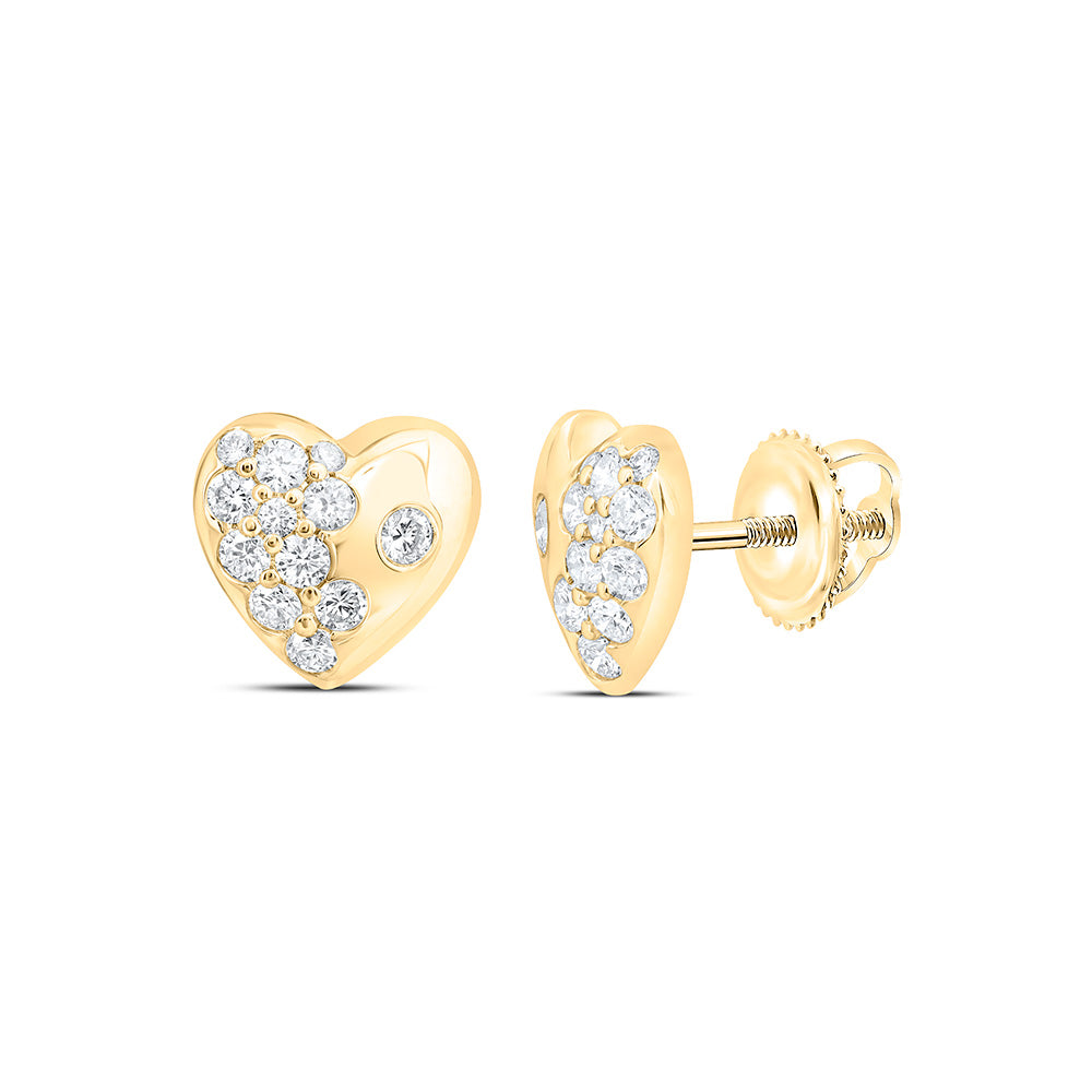 10K Yellow Gold 5/8 Cttw Lab Grown Diamond Fashion Heart Earring