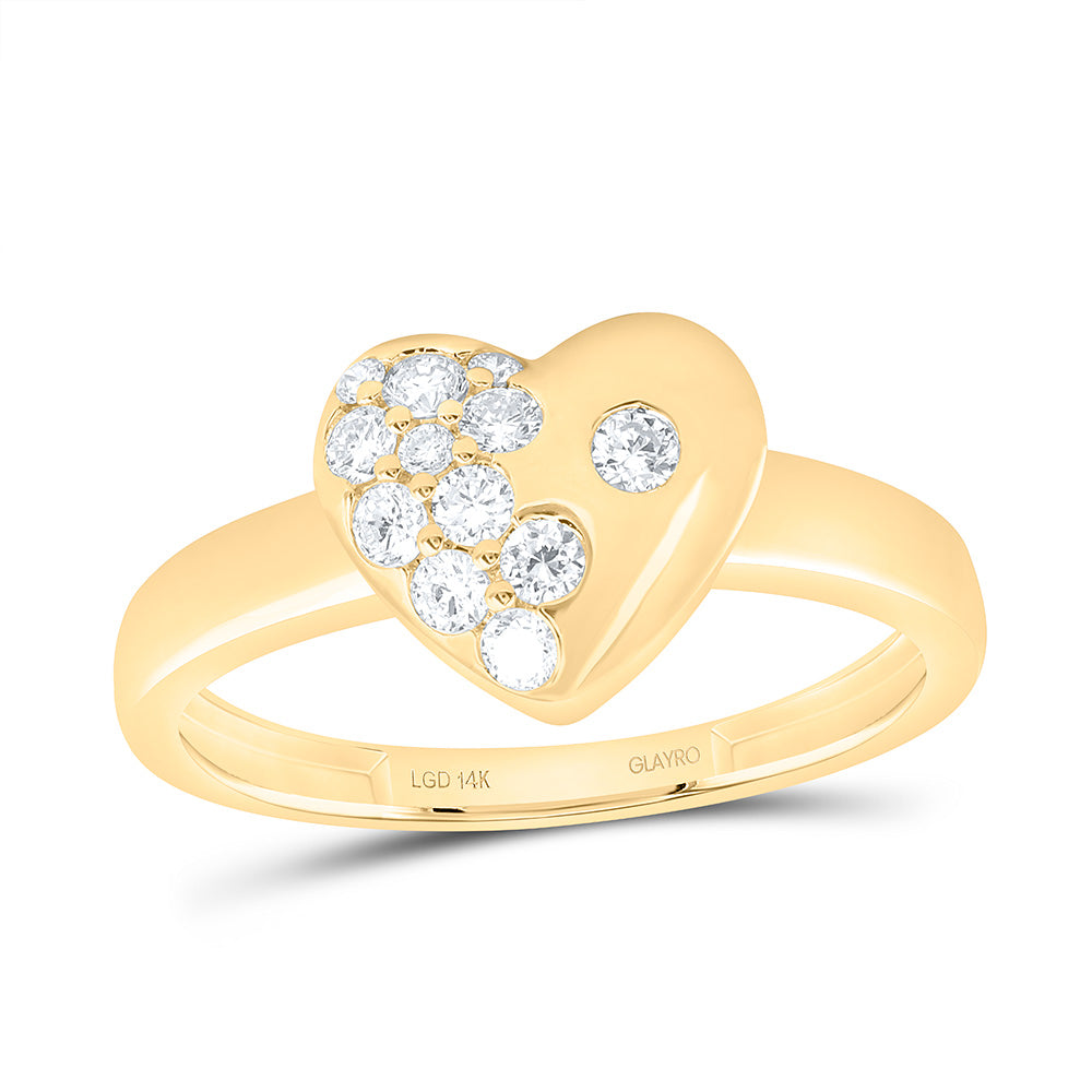 10K Yellow Gold 1/3 Cttw Lab Grown Diamond Fashion Heart Ring