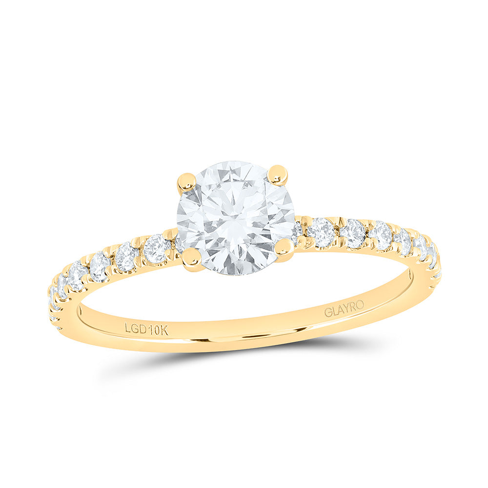 10K Yellow Or White Gold 1 Cttw Lab Grown Diamond 3/4 Cttw Center Round Engagement Ring