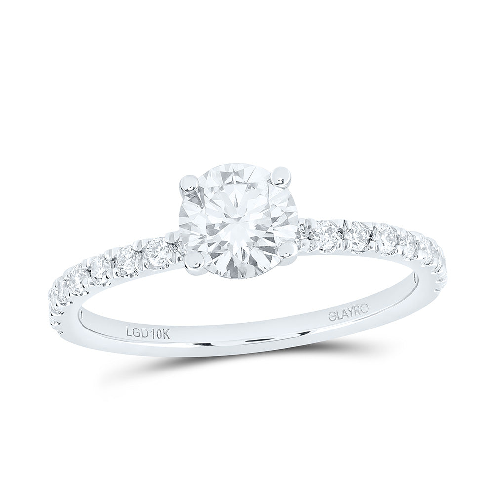 10K Yellow Or White Gold 1 Cttw Lab Grown Diamond 3/4 Cttw Center Round Engagement Ring