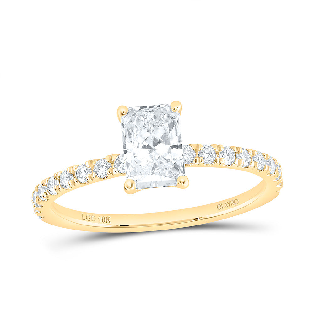 10K Yellow Or White Gold 1 Cttw Lab Grown Diamond 3/4 Cttw Center Radiant Engagement Ring