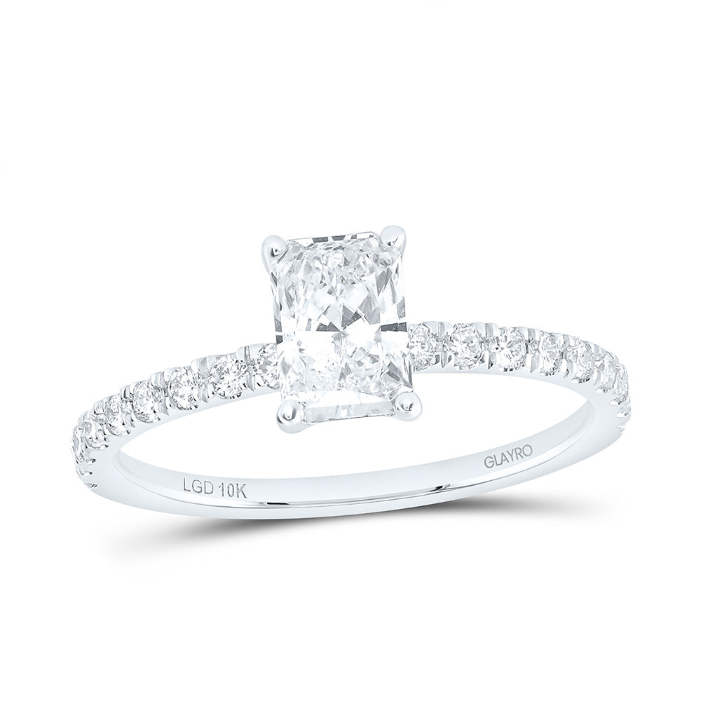 10K Yellow Or White Gold 1 Cttw Lab Grown Diamond 3/4 Cttw Center Radiant Engagement Ring